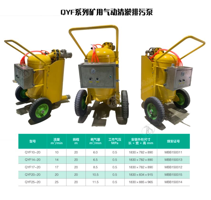 轨轮式排污泵移动方便 QYF25-2气动清淤排污泵